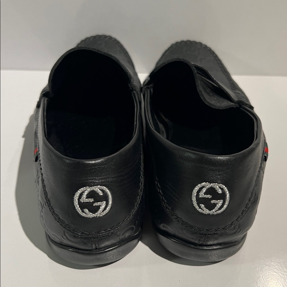 Gucci Black Embossed Leather Loafers - Picture 6 of 9